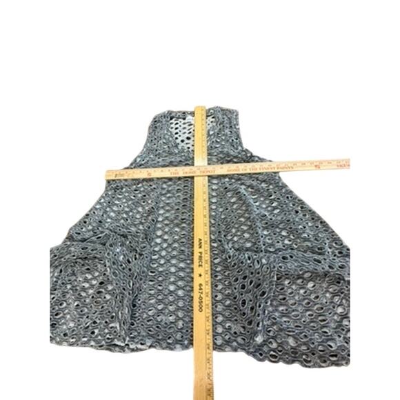 "NEON BUDDHA" Sleeveless Tunic Top Fishnet Gauze Beachy Ruched Across Front SZ M - Picture 6 of 10